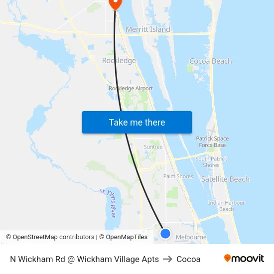 N Wickham Rd @ Wickham Village Apts to Cocoa map