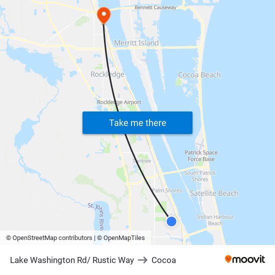 Lake Washington Rd/ Rustic Way to Cocoa map