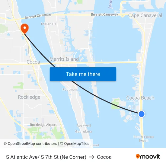 S Atlantic Ave/ S 7th St (Ne Corner) to Cocoa map