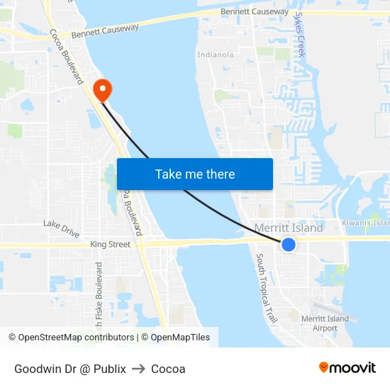 Goodwin Dr @ Publix to Cocoa map