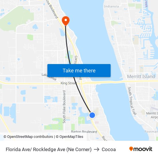 Florida Ave/ Rockledge Ave (Ne Corner) to Cocoa map