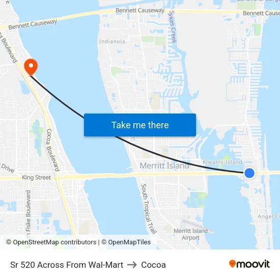 Sr 520 Across From Wal-Mart to Cocoa map