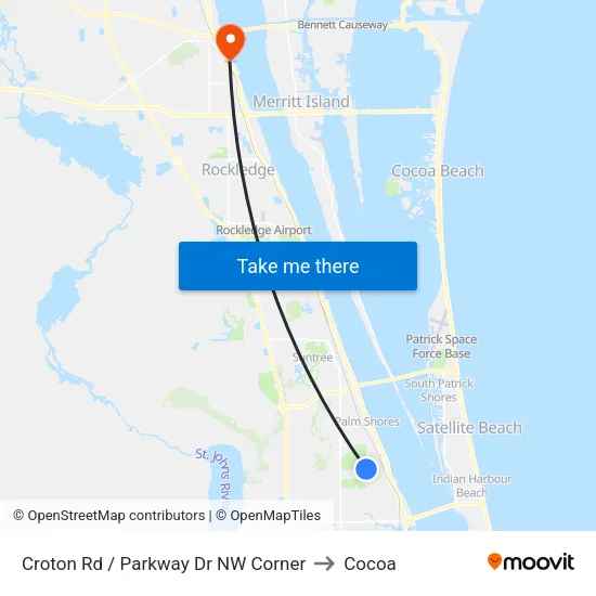Croton Rd / Parkway Dr NW Corner to Cocoa map