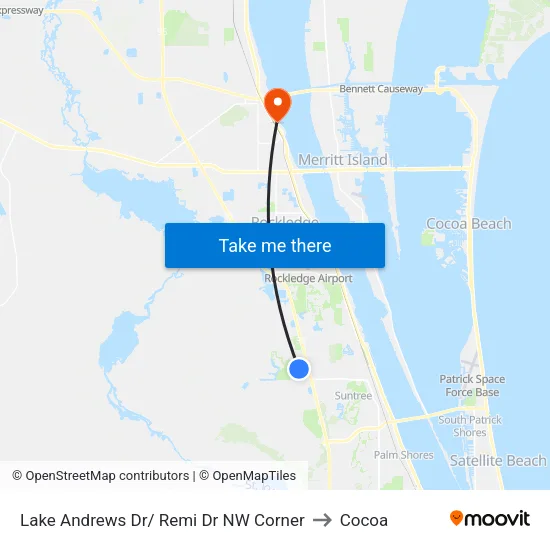 Lake Andrews Dr/ Remi Dr NW Corner to Cocoa map