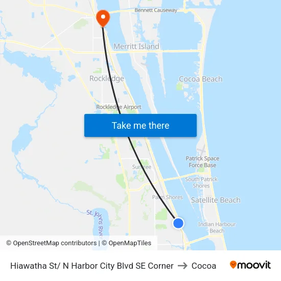 Hiawatha St/ N Harbor City Blvd SE Corner to Cocoa map