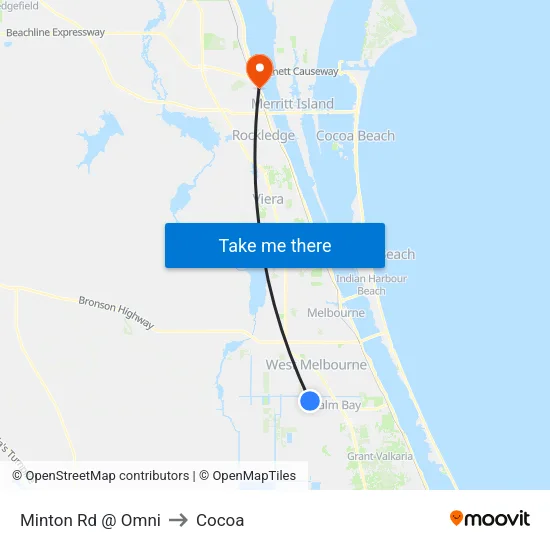 Minton Rd @ Omni to Cocoa map