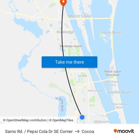 Sarno Rd. / Pepsi Cola Dr SE Corner to Cocoa map