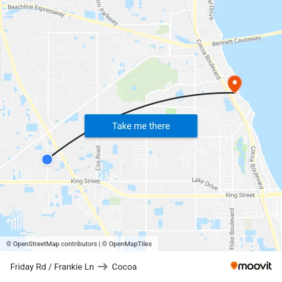 Friday Rd / Frankie Ln to Cocoa map
