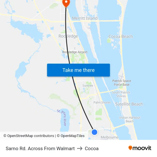 Sarno Rd. Across From Walmart to Cocoa map
