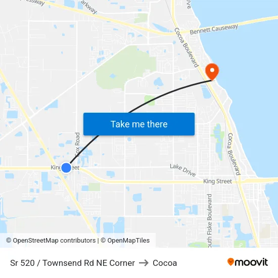Sr 520 / Townsend Rd NE Corner to Cocoa map