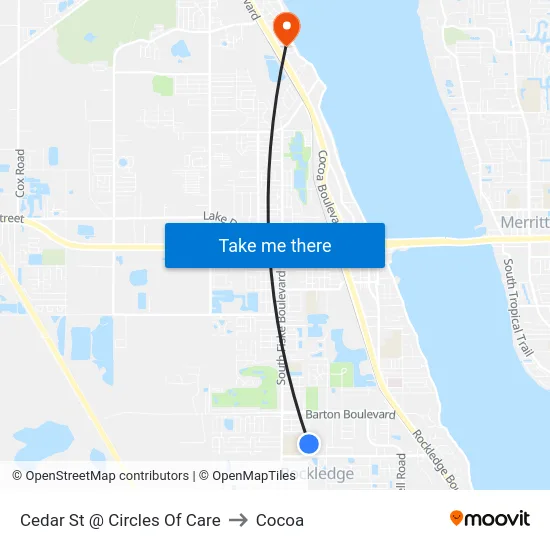 Cedar St @ Circles Of Care to Cocoa map