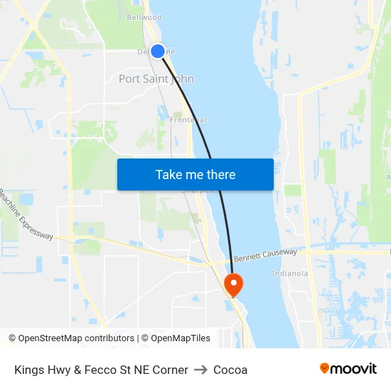 Kings Hwy & Fecco St NE Corner to Cocoa map