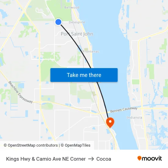 Kings Hwy & Camio Ave NE Corner to Cocoa map