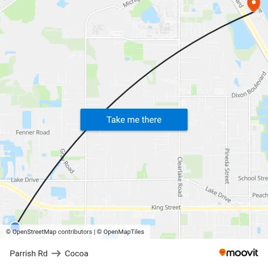 Parrish Rd to Cocoa map