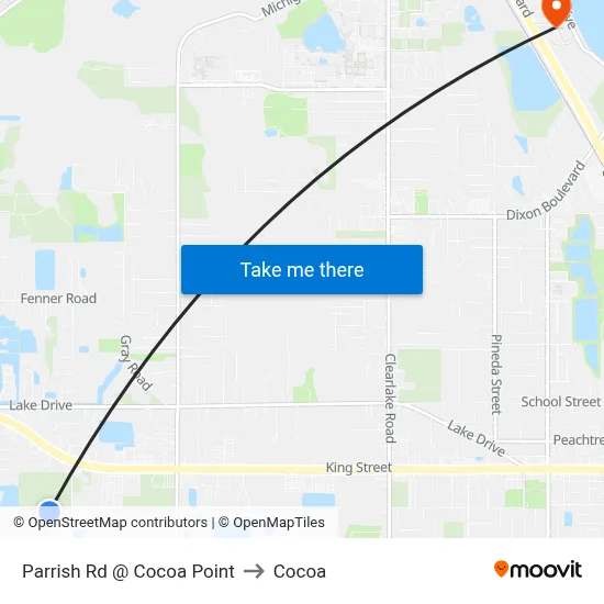 Parrish Rd @ Cocoa Point to Cocoa map