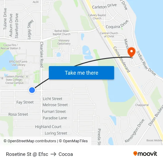 Rosetine St @ Efsc to Cocoa map