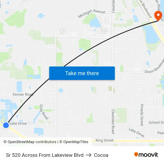 Sr 520 Across From Lakeview Blvd to Cocoa map