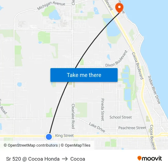 Sr 520 @ Cocoa Honda to Cocoa map