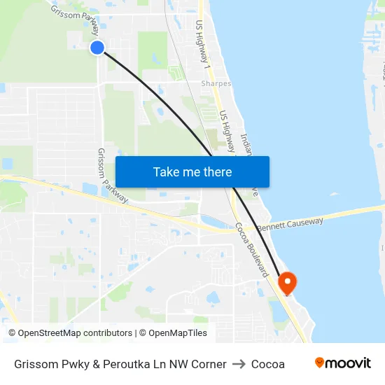 Grissom Pwky & Peroutka Ln NW Corner to Cocoa map