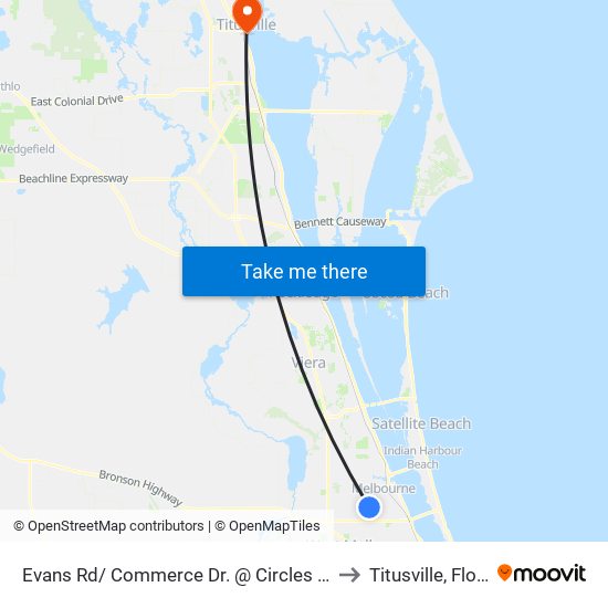 Evans Rd/ Commerce Dr. @ Circles Of Care to Titusville, Florida map