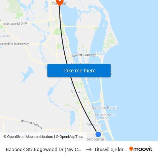 Babcock St/ Edgewood Dr (Nw Corner) to Titusville, Florida map