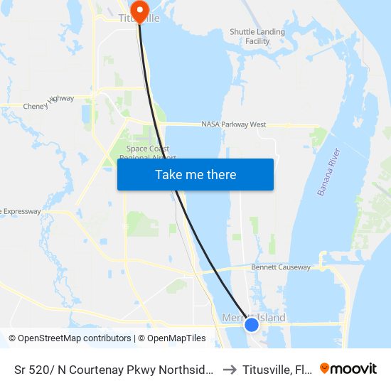 Sr 520/ N Courtenay Pkwy Northside @ Dennys to Titusville, Florida map