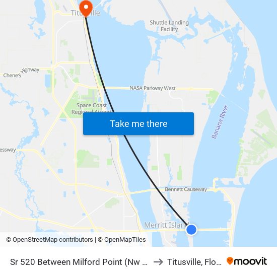 Sr 520 Between Milford Point (Nw Corner) to Titusville, Florida map