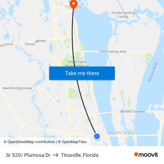 Sr 520/ Plumosa Dr to Titusville, Florida map