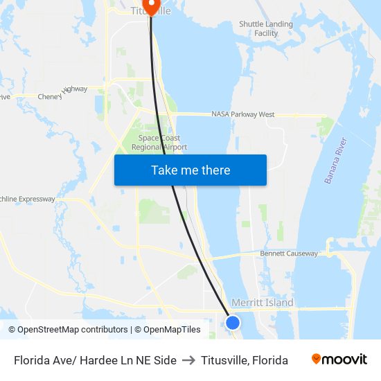 Florida Ave/ Hardee Ln NE Side to Titusville, Florida map