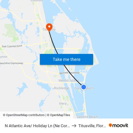 N Atlantic Ave/ Holiday Ln (Ne Corner) to Titusville, Florida map