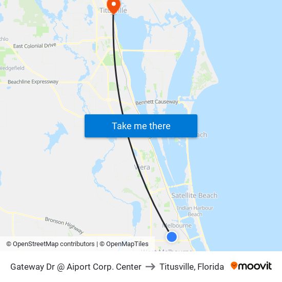 Gateway Dr @ Aiport Corp. Center to Titusville, Florida map