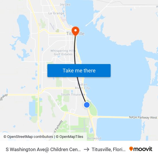 S Washington Ave@ Children Center to Titusville, Florida map