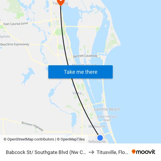 Babcock St/ Southgate Blvd (Nw Corner) to Titusville, Florida map