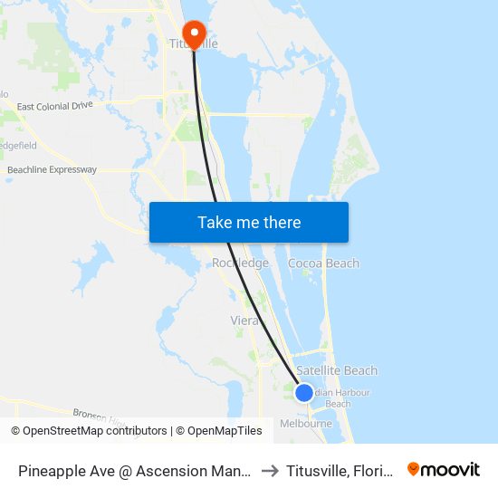 Pineapple Ave @ Ascension Manor to Titusville, Florida map