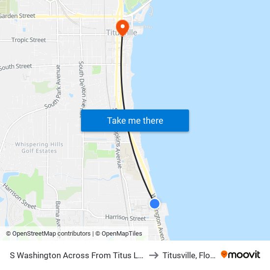 S Washington Across From Titus Landing to Titusville, Florida map