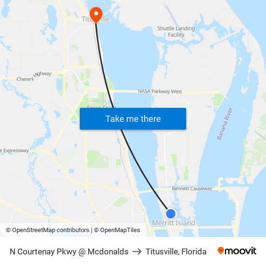 N Courtenay Pkwy @ Mcdonalds to Titusville, Florida map