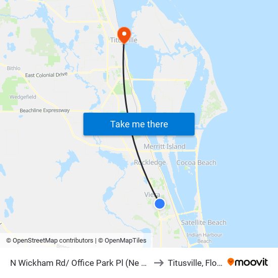 N Wickham Rd/ Office Park Pl (Ne Corner) to Titusville, Florida map