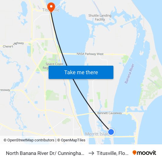 North Banana River Dr/ Cunningham Ave to Titusville, Florida map