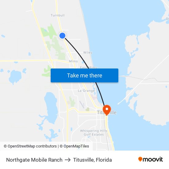 Northgate Mobile Ranch to Titusville, Florida map