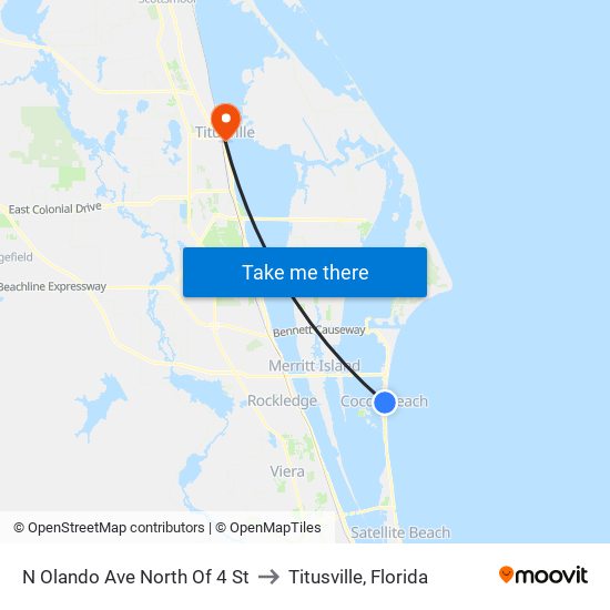 N Olando Ave North Of 4 St to Titusville, Florida map