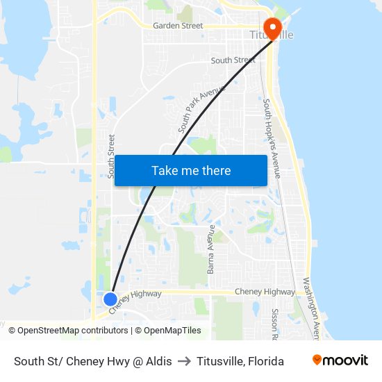 South St/ Cheney Hwy @ Aldis to Titusville, Florida map