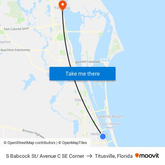 S Babcock St/ Avenue C SE Corner to Titusville, Florida map