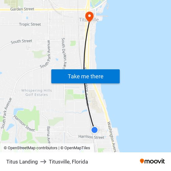 Titus Landing to Titusville, Florida map