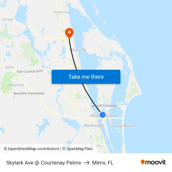 Skylark Ave @ Courtenay Palms to Mims, FL map