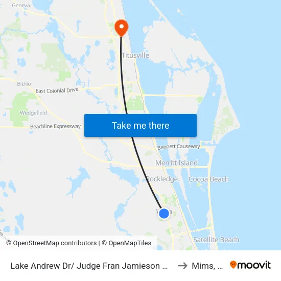Lake Andrew Dr/ Judge Fran Jamieson Way to Mims, FL map