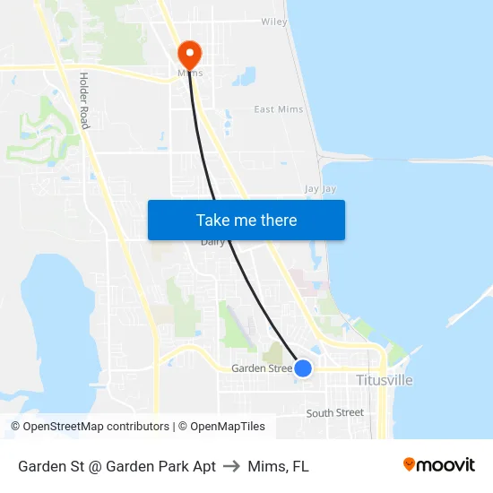 Garden St @ Garden Park Apt to Mims, FL map