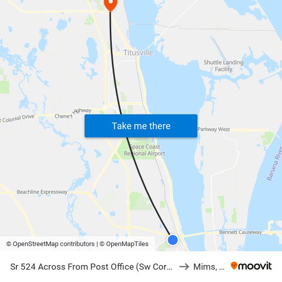 Sr 524 Across From Post Office (Sw Corner) to Mims, FL map