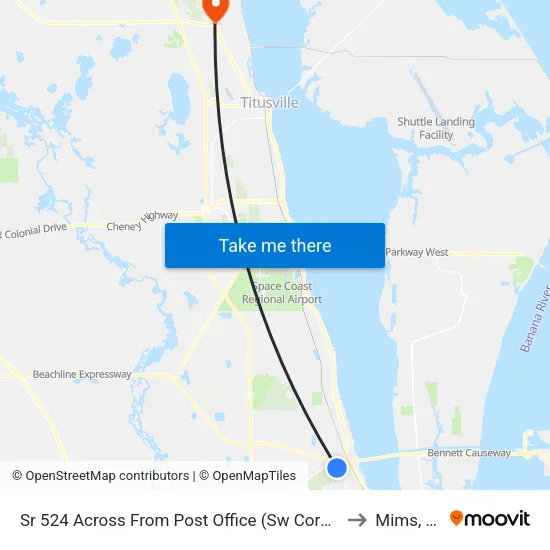 Sr 524 Across From Post Office (Sw Corner) to Mims, FL map