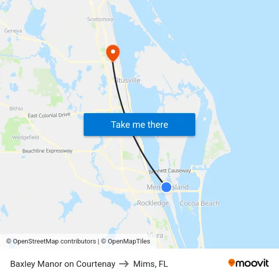Baxley Manor on Courtenay to Mims, FL map