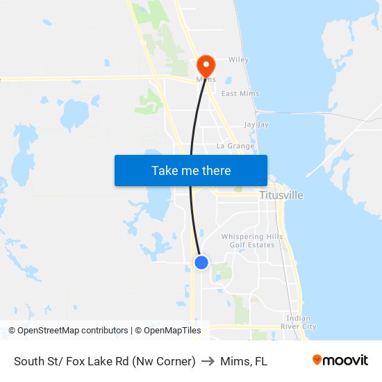 South St/ Fox Lake Rd (Nw Corner) to Mims, FL map